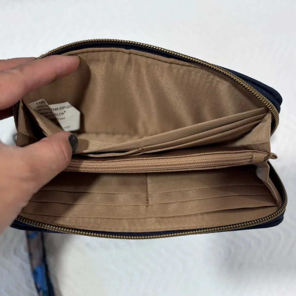 Travelon Blue and Black Floral Wallet